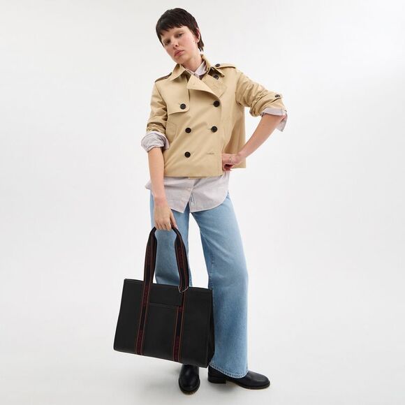 Coach Black Tote Bag with Red Accents - Picture 4 of 5